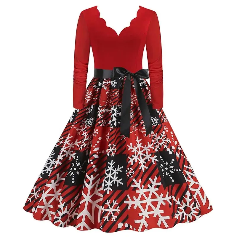 white christmas dresses Retro Stage Vintage Christmas Swing Dress