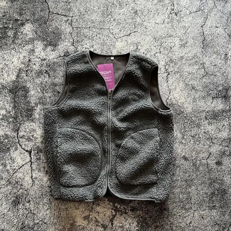 Amiur】boa vest(charcoal) Amiur】boa vest(charcoal)