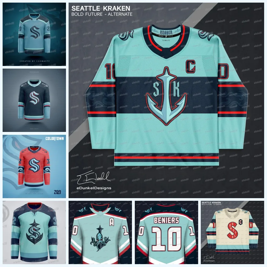 Kraken 2024 25 Hockey Concept Jersey Matty Beniers Yanni Gourde