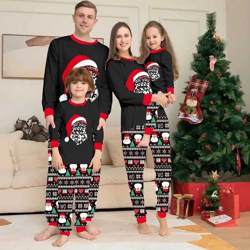 Matching Family Christmas Pajamas 2025: Letter Print PJs, Including Dog ...