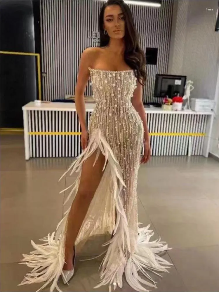 Strapless Pearl Maxi Dress, Sexy High Split Bodycon... From Pigeonn, $61.15 | DHgate.Com Strapless Pearl Maxi Dress, Sexy High Split Bodycon... From Pigeonn, $61.15 | DHgate.Com