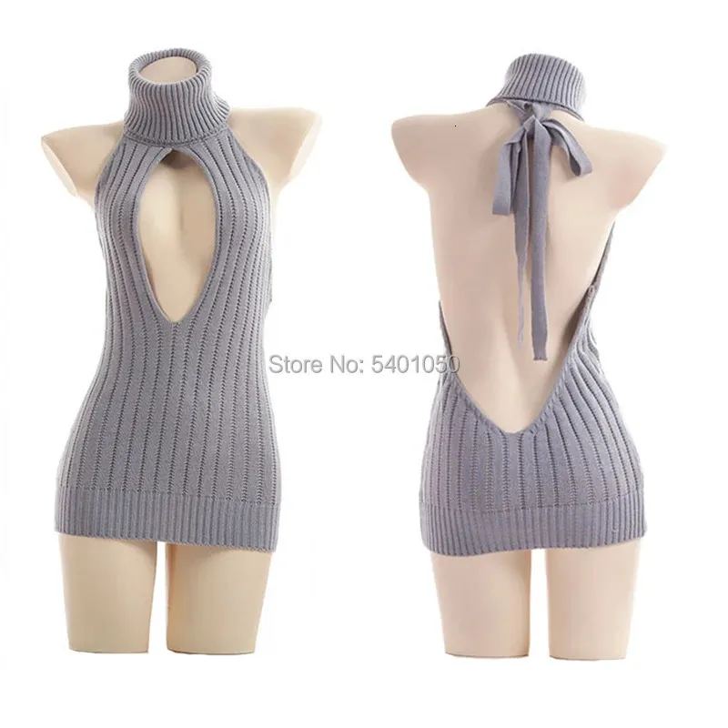 Sexy Halter Knit Sweater: Open Chest V-Neck Pullover for Women