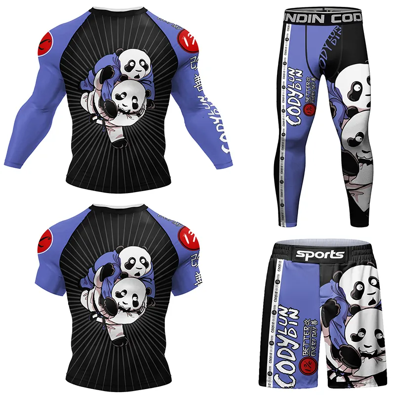 Pro Combat Men's 3-Piece Compression Running Set – Rashguard, Base Layer, Shorts & Leggings (Gym Wear)
