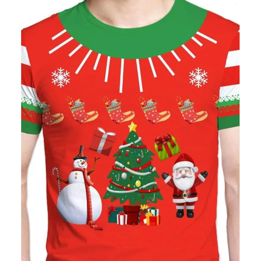 Casual Santa Claus Snowman Printed Basic O Neck Tops Casual Santa Claus Snowman Printed Basic O Neck Tops