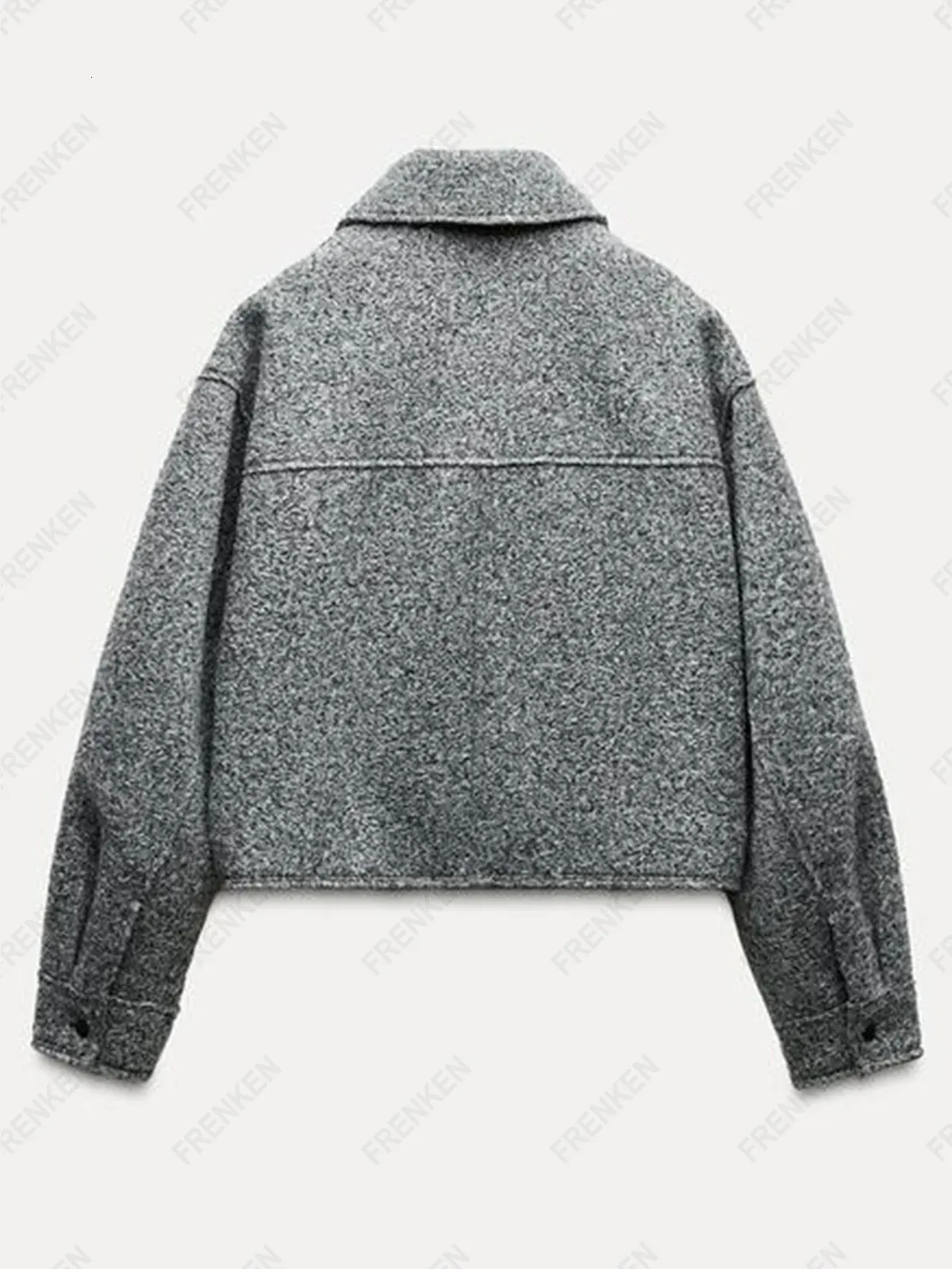 eaphi WOOL TWEED JACKET グレー　新品　未使用　ジャケット MUJER Tweed Cropped Jackets for Women Zip Bomber Jacket