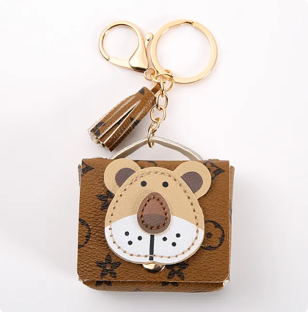 Leather Keychain Louis Vuitton Lion Keychain Cute Lion Coin Purse