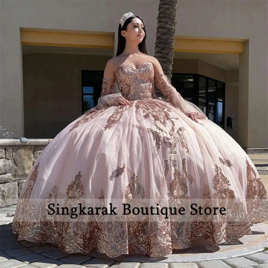 slim fit dress slacks Elegant Rose Gold Sequence Strap Deep V-Neck Ruffle Dress M / Rose Gold