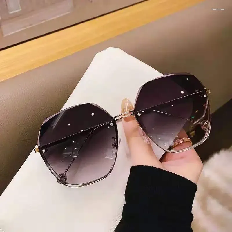 Luxury Gradient Hexagon Sunglasses for Women Square Oversized