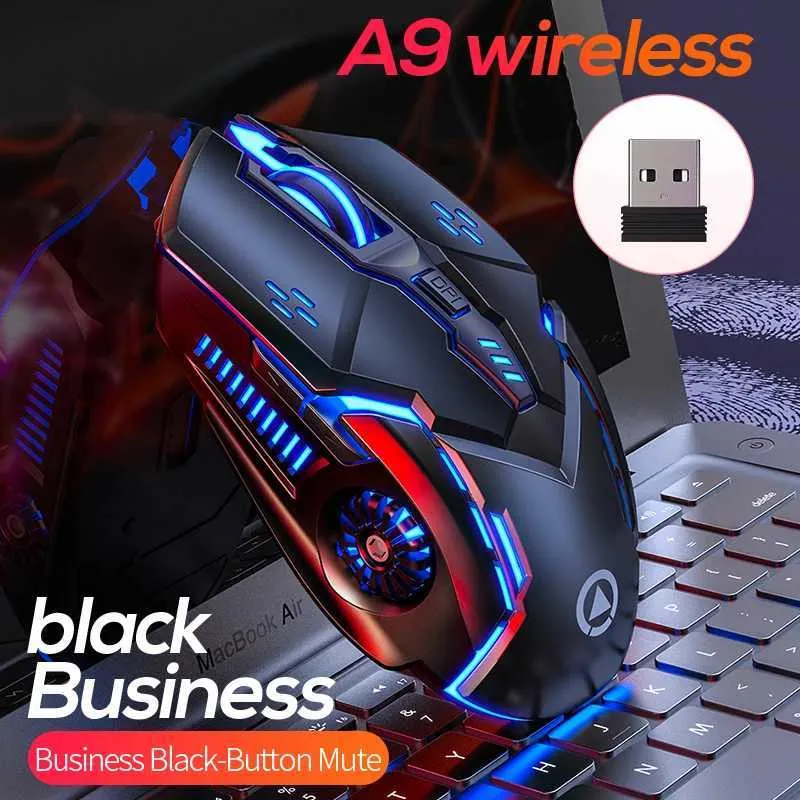 Rechargeable A9 Luminous Silent Gaming Wireless Mouse 2.4G USB Mice for Laptop Desktop Computer Peripheral E-Sports GamerLX241024