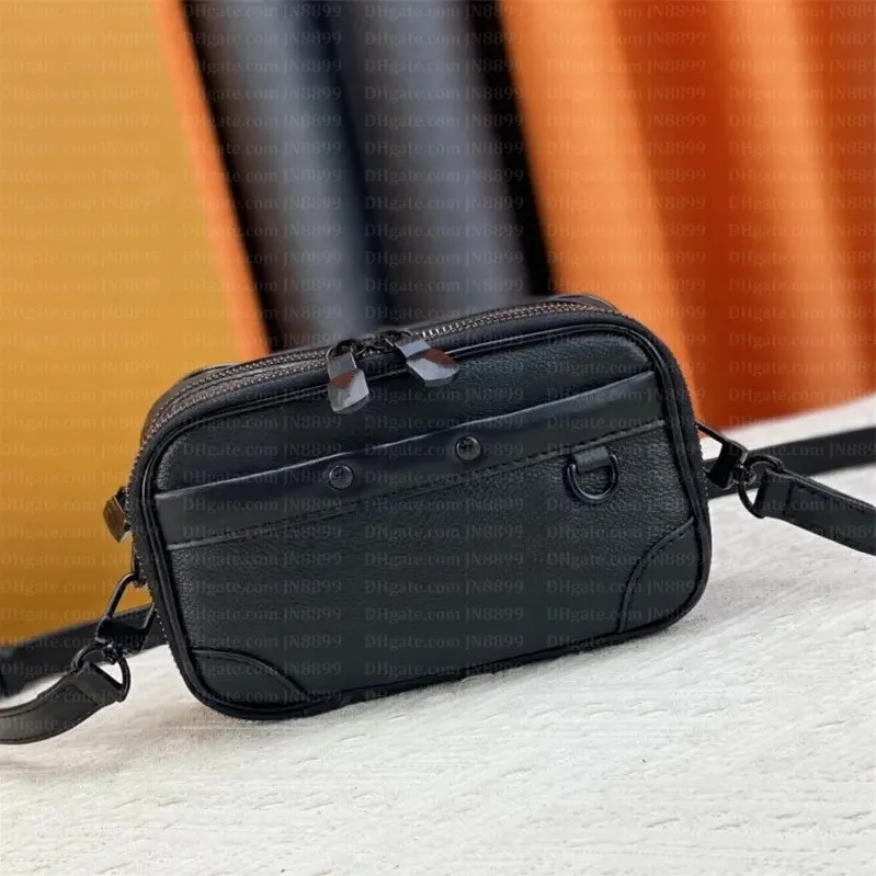 Black Leather Designer Mens Small Side Bag For Men And Women