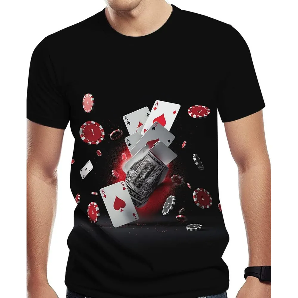 Save Big on Bulk T Shirt Poker Funny Tees For Men Casino Chip Print T Shirt  Summer Tees For Men, Cotton Blend Novelty Graphic Tee Mens Streetwear Tees 