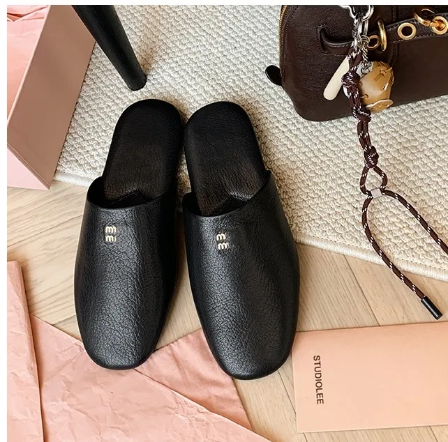 Save Big on Bulk Mule Slippers For Women Best Quality Mens Women Wrapped  Toe Half Slippers Brand New Flat Platform Round Toe Suede Leather Fur Mules 