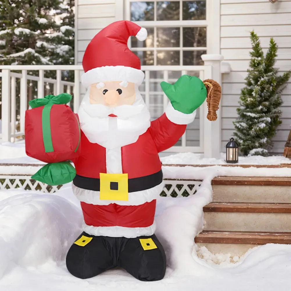 Arche Gonflable De Noël Extérieure 2.4 M Avec éclairage LED - Décoration Jardin, Allée, Pelouse - Motifs Père Noël Et Bonhomme De Neige, Ventilateur Inclus