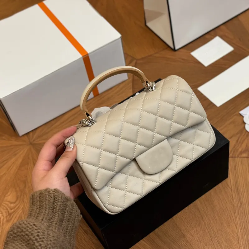 CF Designer Womens Shoulder Bag 20cm Leather Diamond Check Silver Hardware Metal Buckle Two Tone Top Handle Luxury Handbag Matelasse Chain Crossbody Bag Makeup Bags From 61 05 DHgate