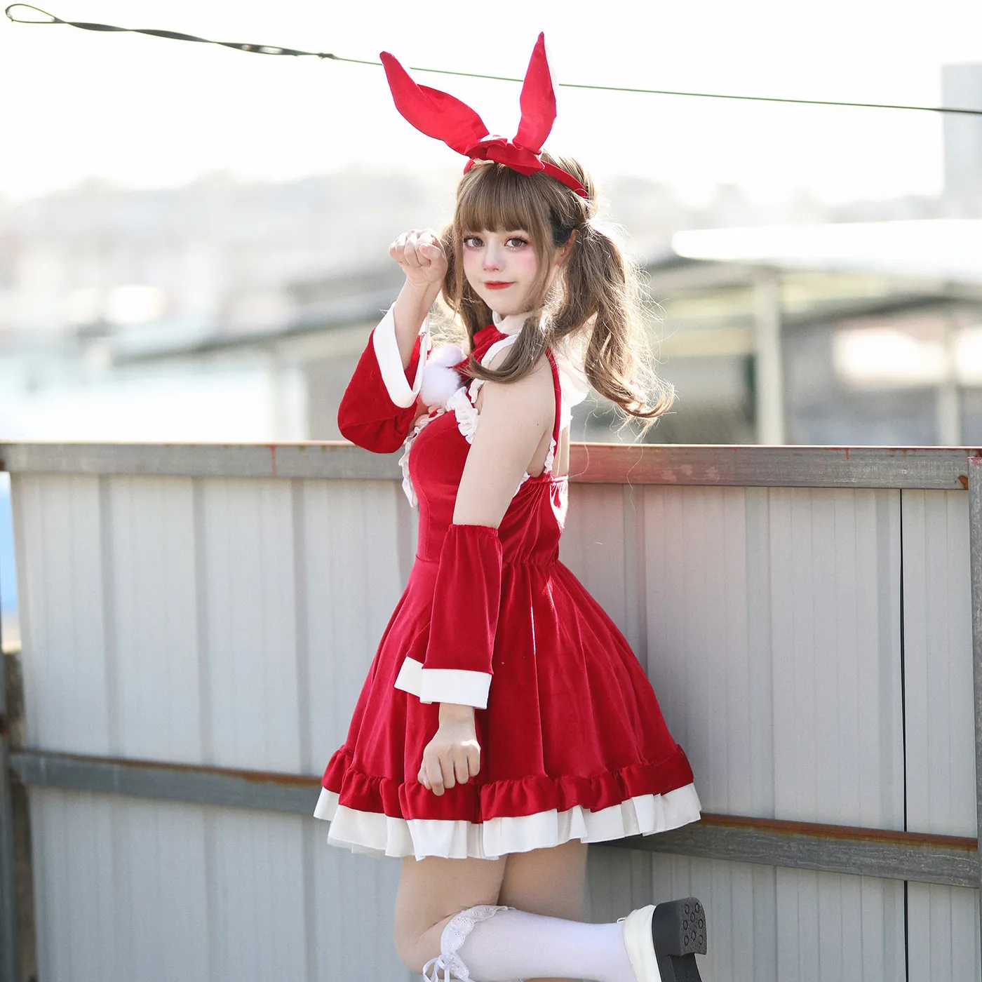 white christmas dresses Madoka Kaname Cosplay Costume for Cute Kawaii Vibes – Kawaii Stop main image 1