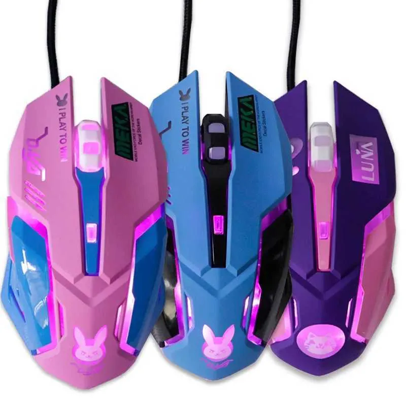Mouse Computer Pink Silent Pink Wired Gaming Mouse with 2400 DPI, Color Backlit, USB, for ...