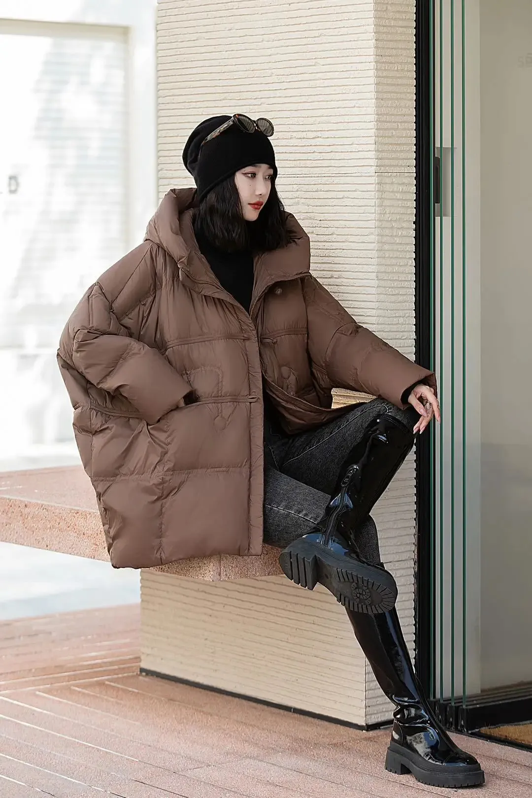 Janveny Womens 90% White Duck Down Jacket Hooded From Yujia02