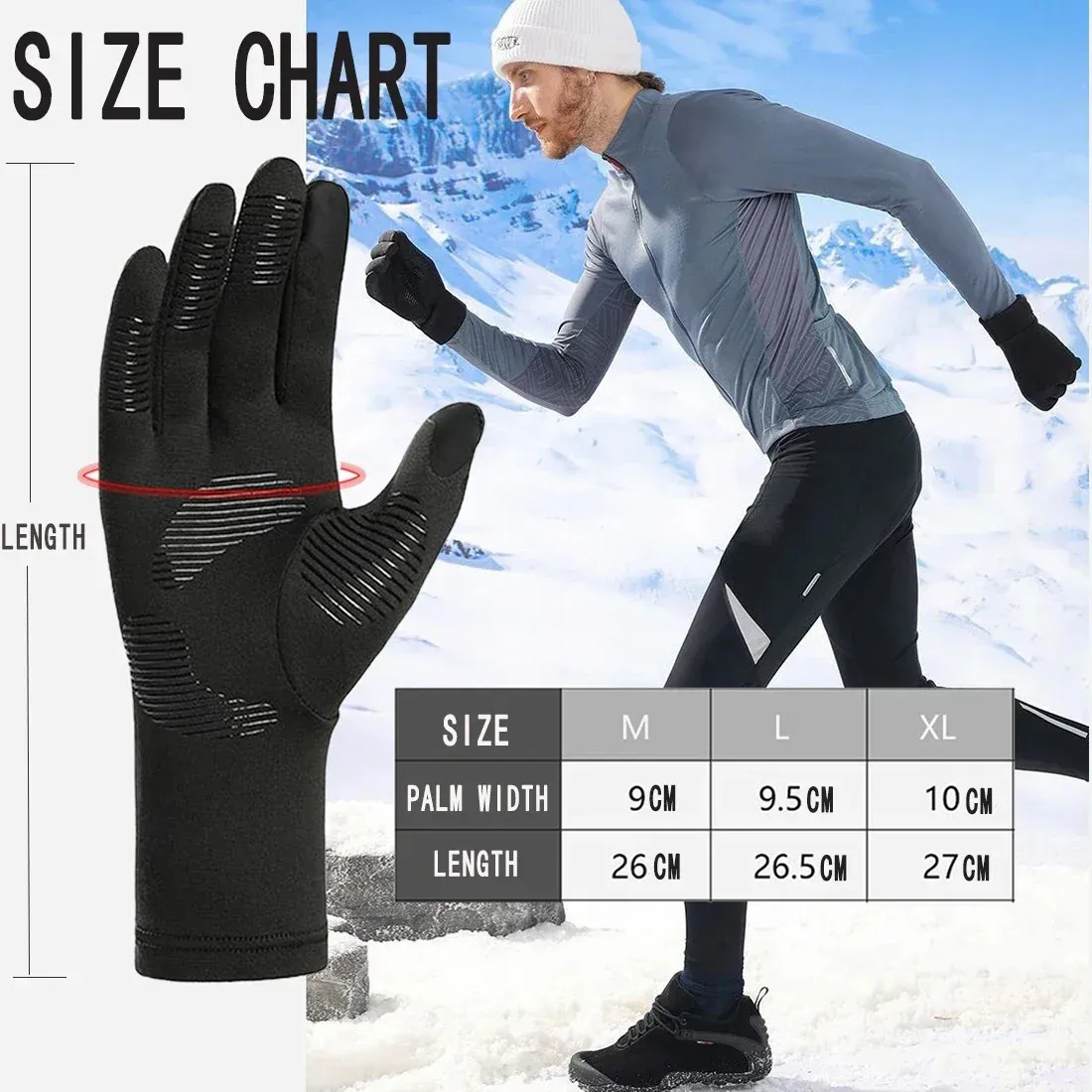 Winter Thermal Touch Screen Gloves For Cycling, Running, Skiing - Warm Polar Fleece Liner