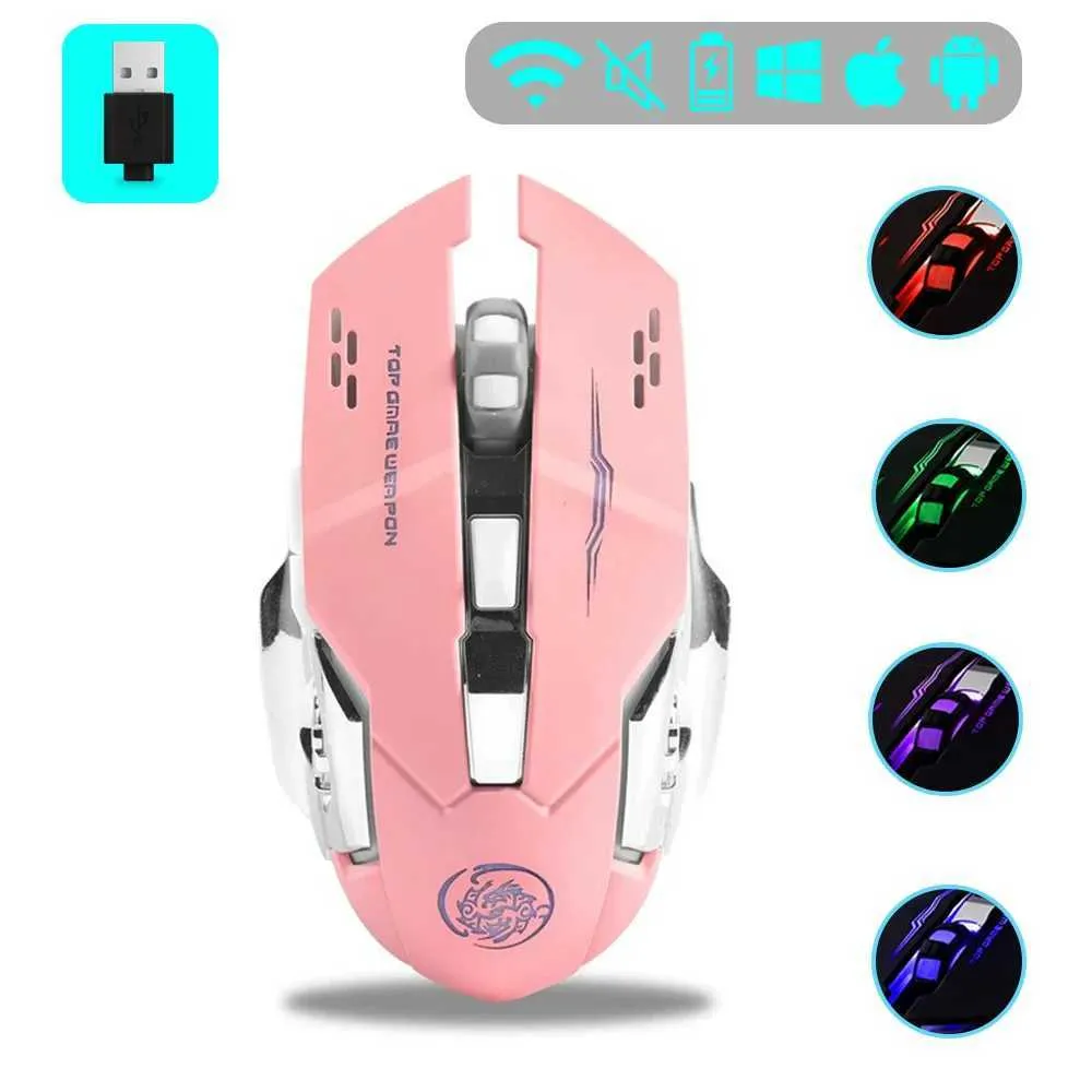 Wireless Mouse Gaming Computer Silent Rechargeable Bluetooth Mouse USB Mechanical E-Sports Backlight PC Gamer Mouse for LaptopLX241024