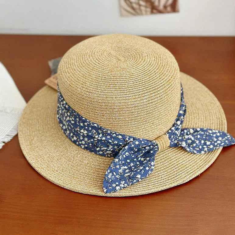 Classic Wide Brim Sun Hat Flat Top Grass Braid... From  display picture 1