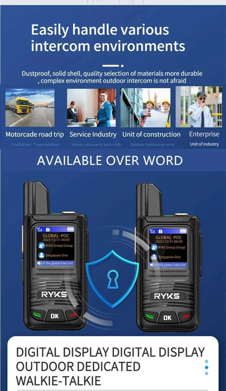 Sim Card Intercom Interphone Global Intercom 4G PoC Walkie Talkie Long Range 5000km, GPS ...