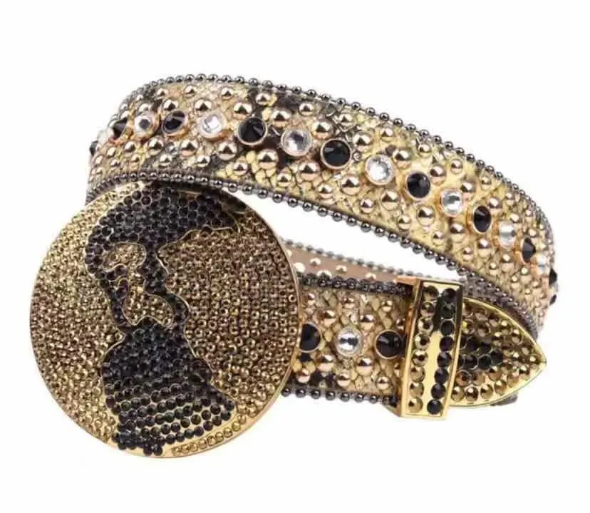 Rhinestone Diamond Belt for Men & Women - Shiny Gold  display picture 1