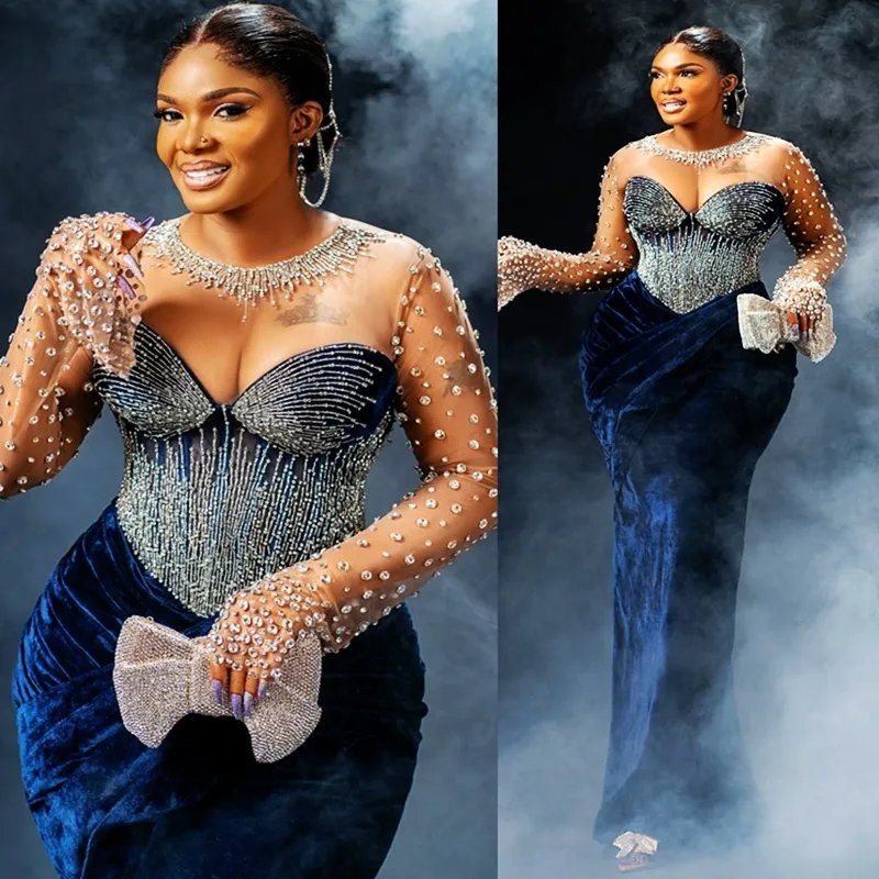 Plus Size Evening Dress Navy Blue Ever Pretty Elegant Mermaid Double V