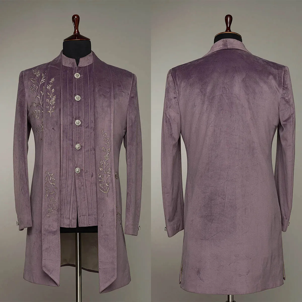 Sobretudo Elegante De Veludo Masculino: Apliques Personalizados De - Main Image