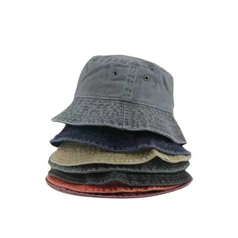 Fishermans C Unisex Washed Denim Bucket Hat Sunscreen Fabric 