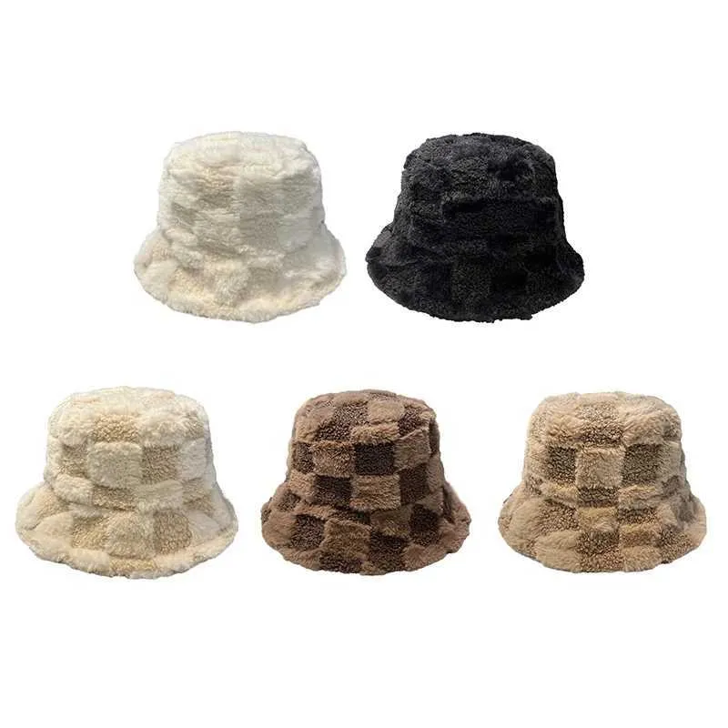 Adjustable Fuzzy Plush Bucket Hat for Winter and Spring Outdoor Activities Walbest Womens Winter Warm Plush Bucket Cap, Solid Color  main image 4