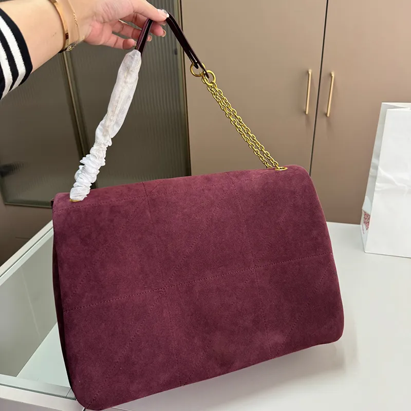 classic flap suede bag Burgundy designer bags handbags for women chain hobo bag vintage shopping work square messenger shoulder bags 240921