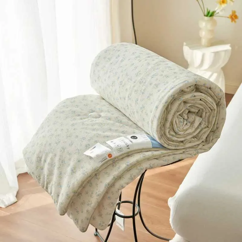 Summer Quilt Class A Knitted Aerobic Cotton Printed Soybean Quilt Summer Bedspread Home Textiles