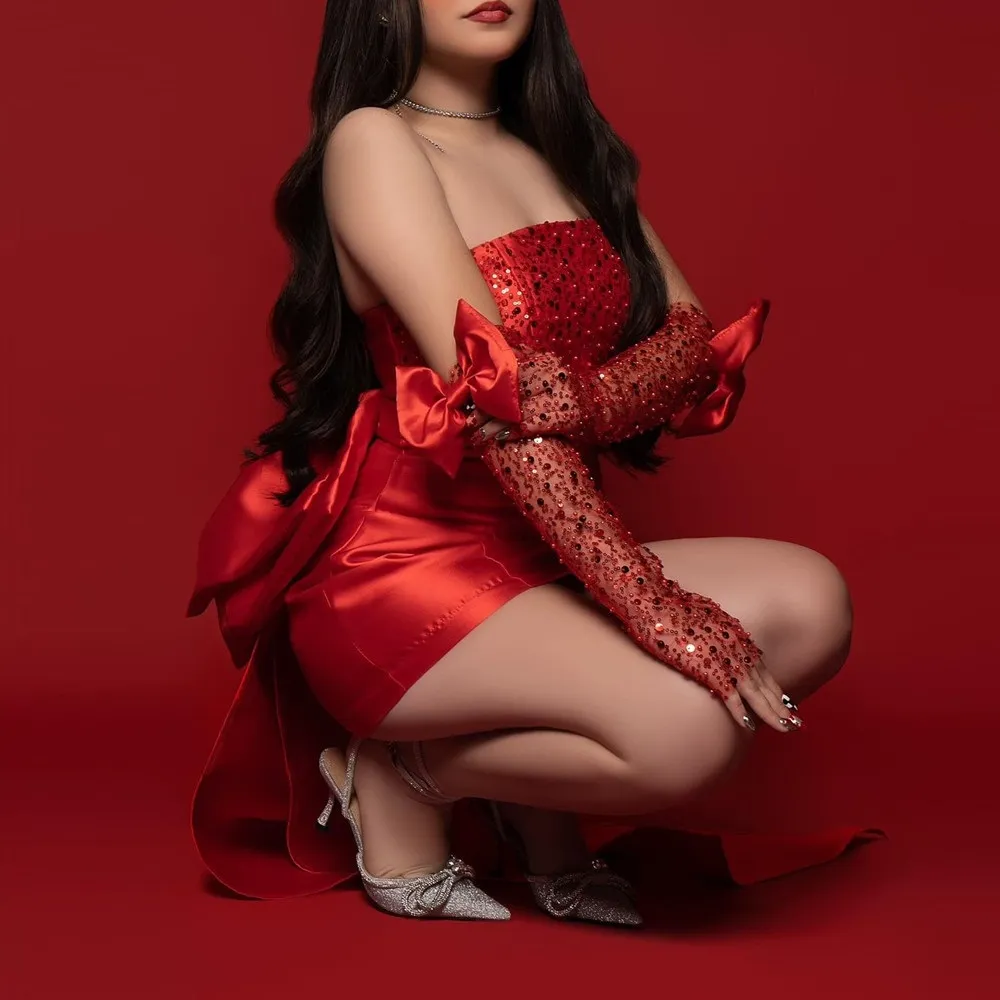 Red Mini Homecoming Dress: A-Line Party Gown with Bow & Long Sleeves - Shop  Now! from Dhgate Graduation Dresses - price 131.66
