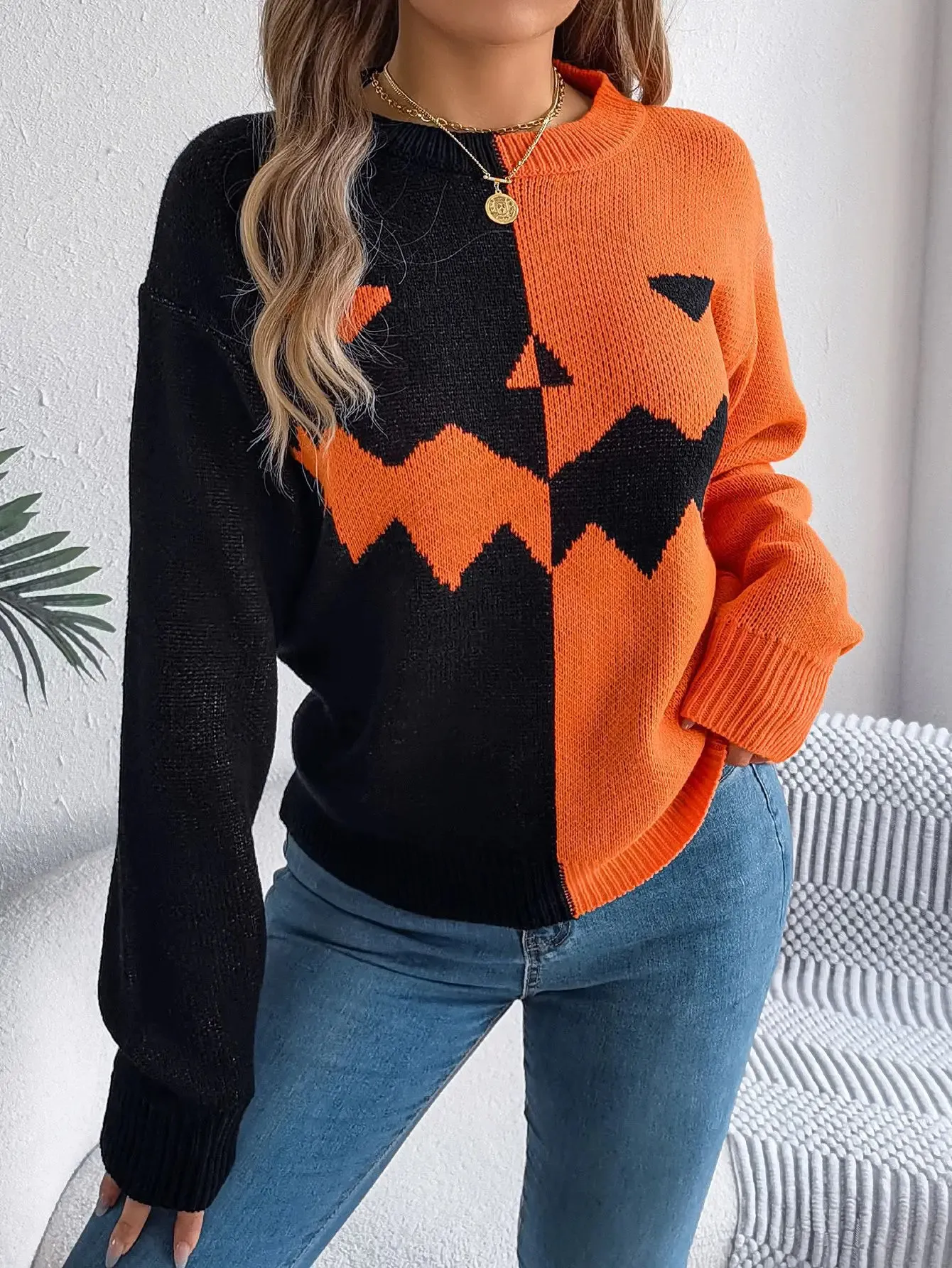 Sweat à Capuche Fin Halloween Pour Femme | Imprimé Festif, Col Rond, Léger - Déguisement Ou Tenue Décontractée