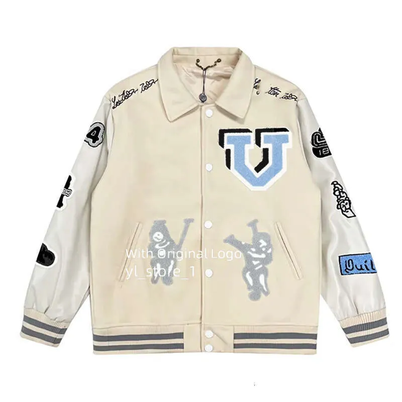 Save Big on Bulk Louis Vuiton Jacket Men's Varsity Jacket Wool Blend  Baseball Outerwear With Fleece Lining, Embroidered Design, Single Breasted  Best