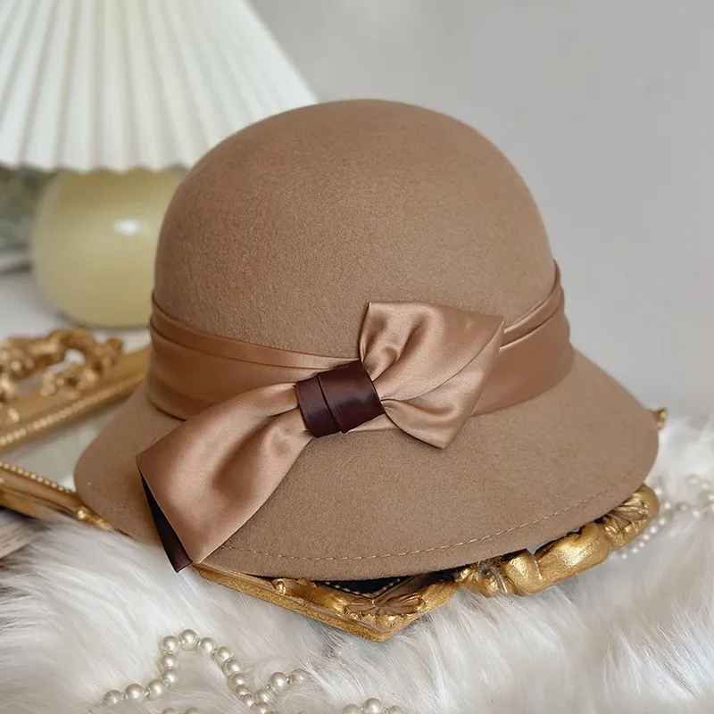 Hat, Womens Basin Color Blocked Silk Bow Fisherman Elegant  display picture 3