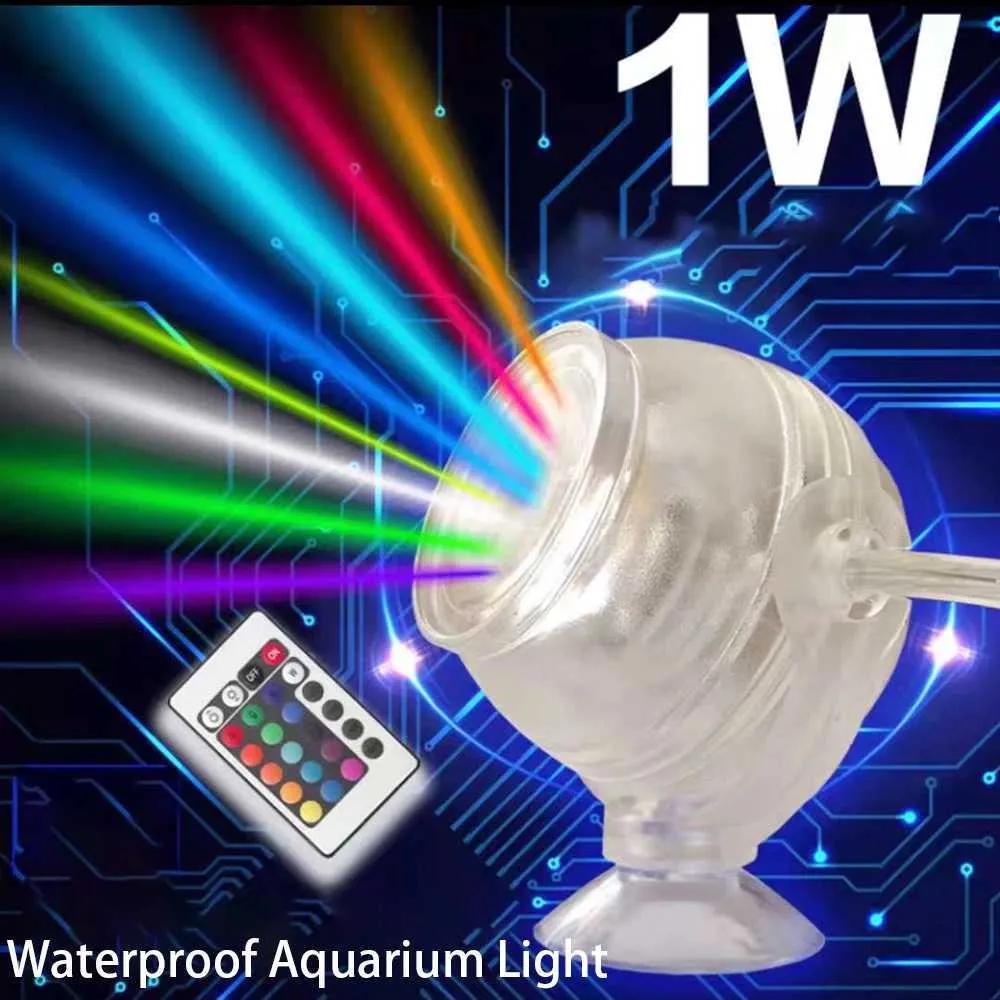 Waterproof RGB LED Aquarium Spotlight - Wireless Control Submersible ...