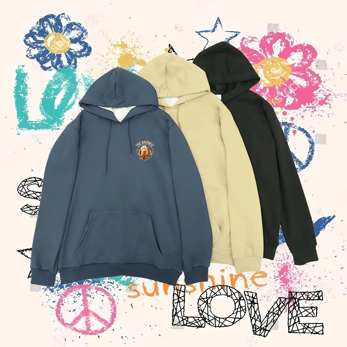 Couples Hoodies Fashion Oversized Pullover Womens Plush Beach