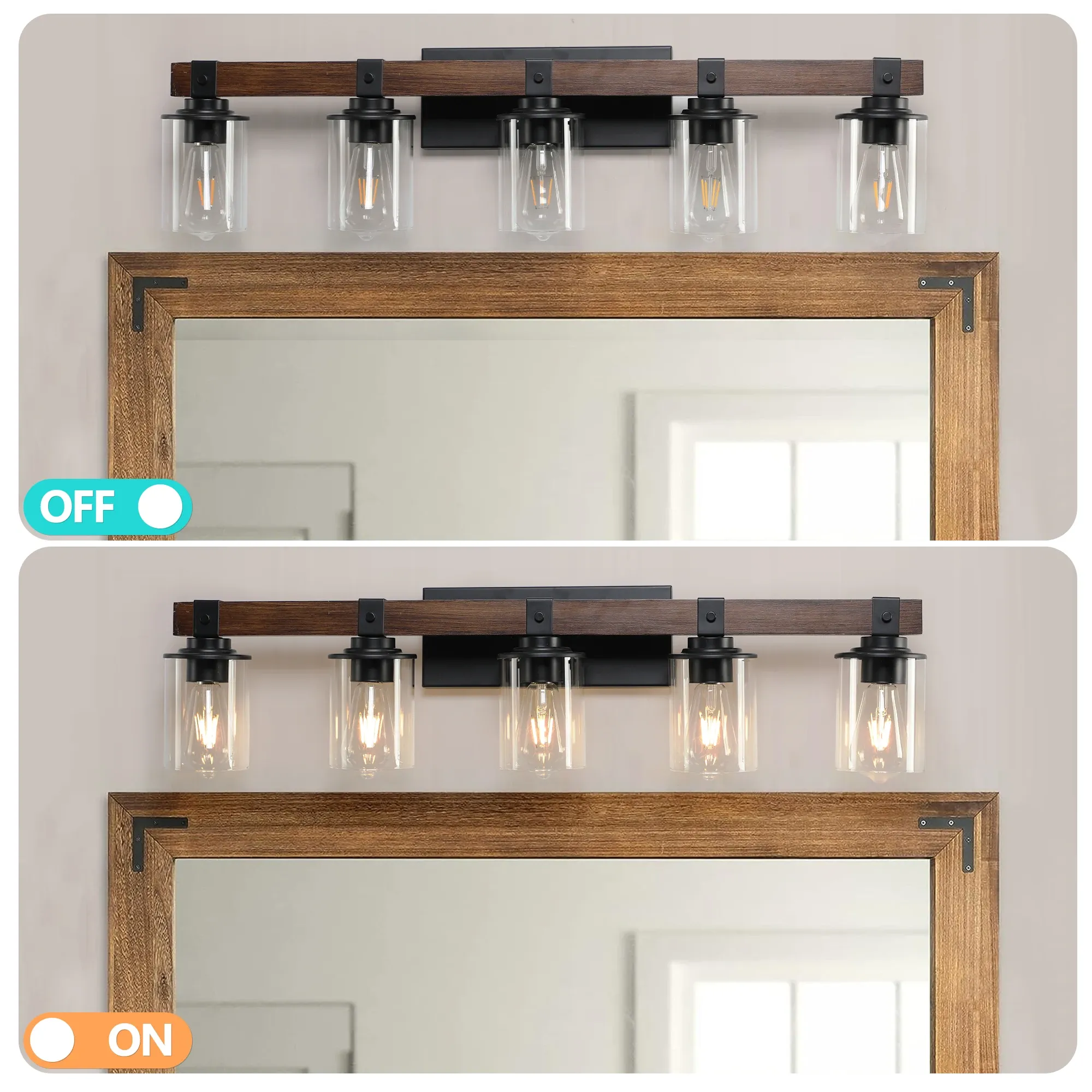 Farmhouse Vanity Lights 5 Light Rustic Bathroom Sconce Fixture Wall ...