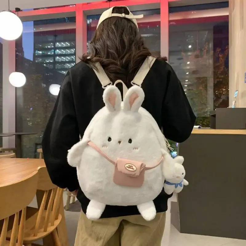 Cartoon Plush Rabbit Backpack for Girls, Cute Large Capacity Soft Bag ...