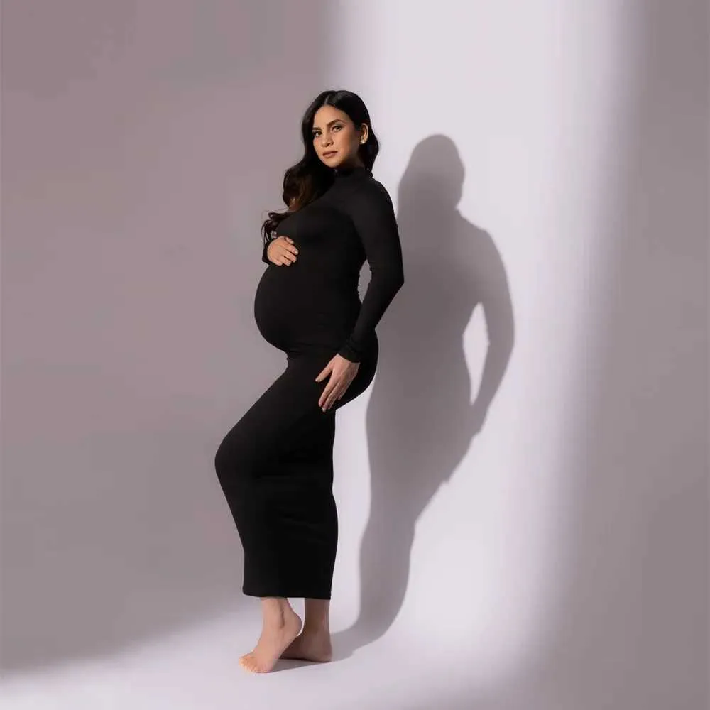 Maternity Turtleneck Dress Maternity Turtleneck Long Sleeve Bodycon Dress -  Winter Pregnancy Photoshoot & Baby Shower Outfit Christmas Maternity Dress