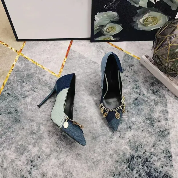 Wholesale Womens Denim High Heels, Pointed Toe Dress Sandals With Genuine  Leather Sole, Fashionable Denim Fabric High Heels For Weddings & Parties  Sizes 34 43 At Only $80.41 | DHgate.Com