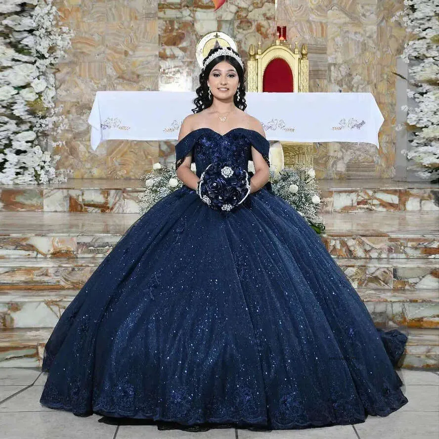 Dreamy Navy Blue Ruched Beaded Halter Neck Sweet 16 Quinceanera Ball Gown DP7952