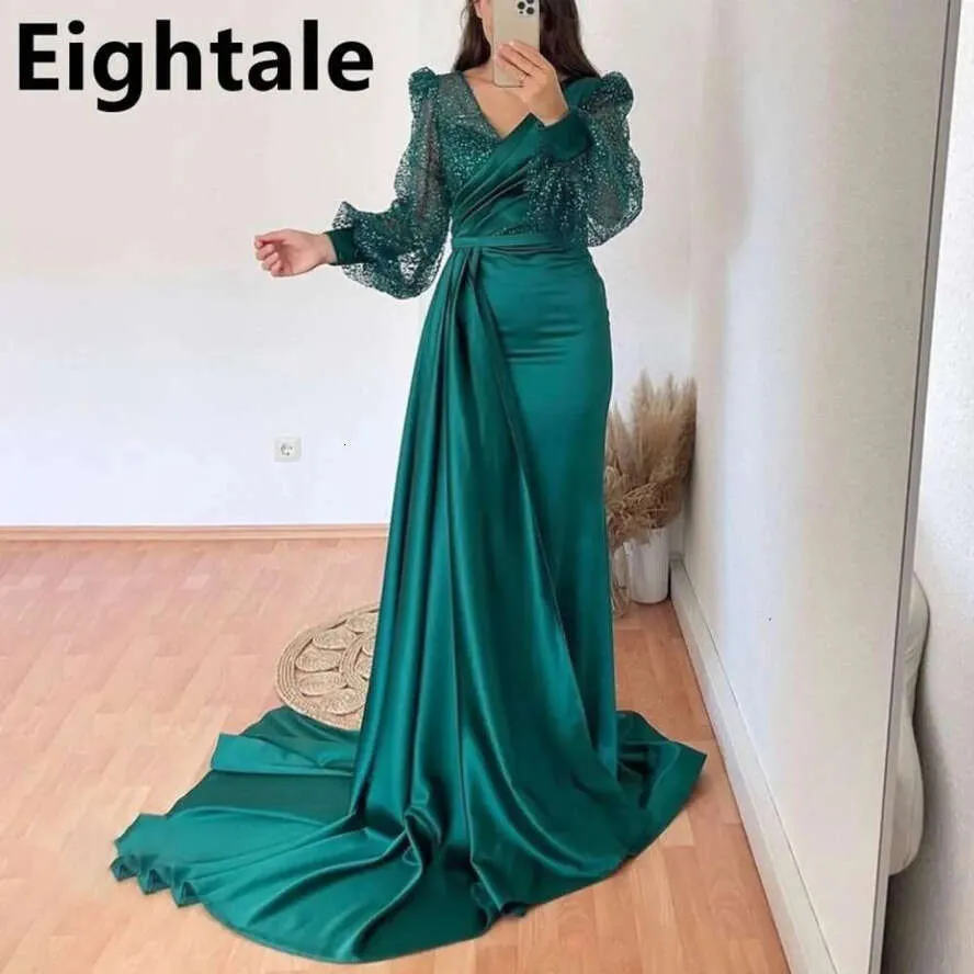 green emerald velvet dress Two Pieces Wedding Gown Boho Wedding Dress Long Sleeves  TANYA BRIDAL