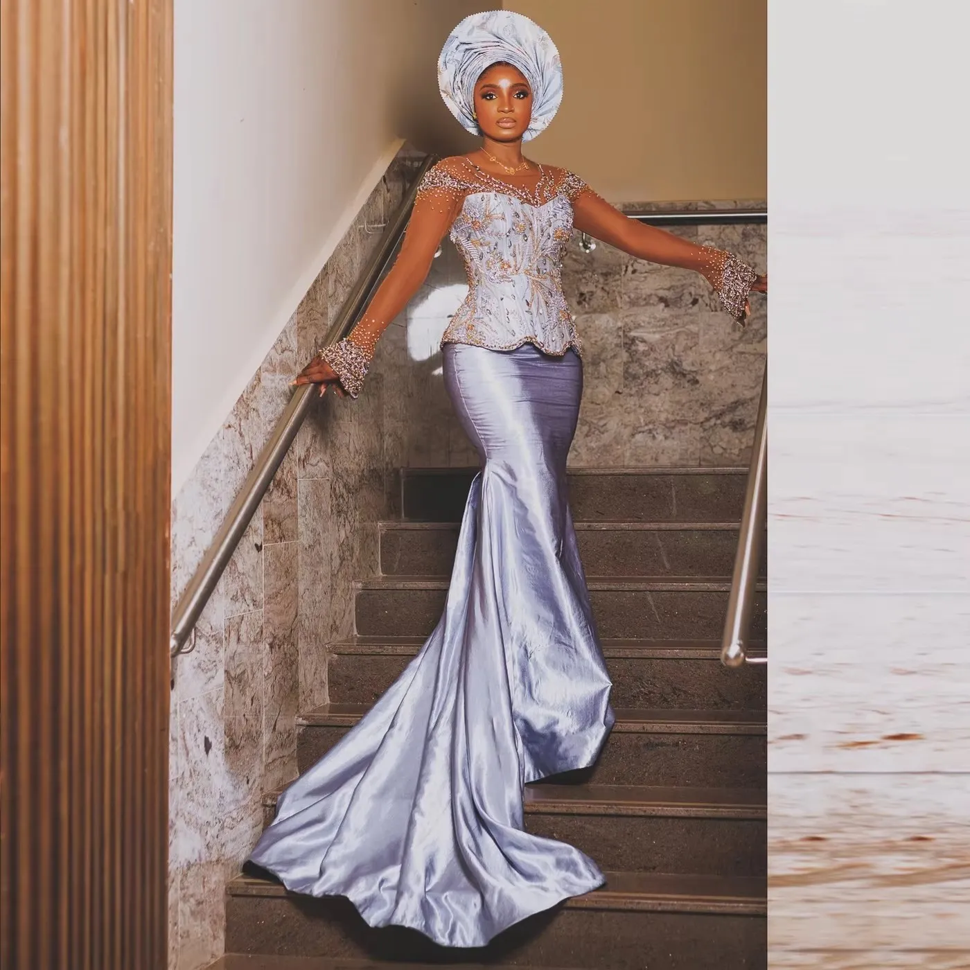 lilac satin formal dress LTP1364,Light purple satin beaded long prom evening dresses – Laylatailor  Shop