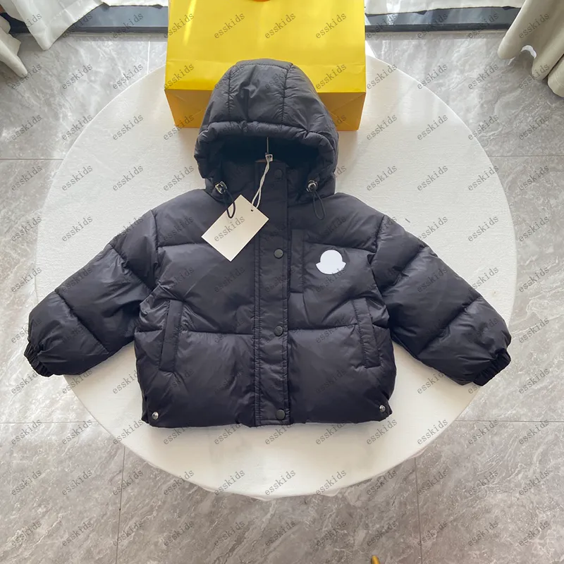 Kids Down Winter Puffer Jacket with Letter Print Black Warm