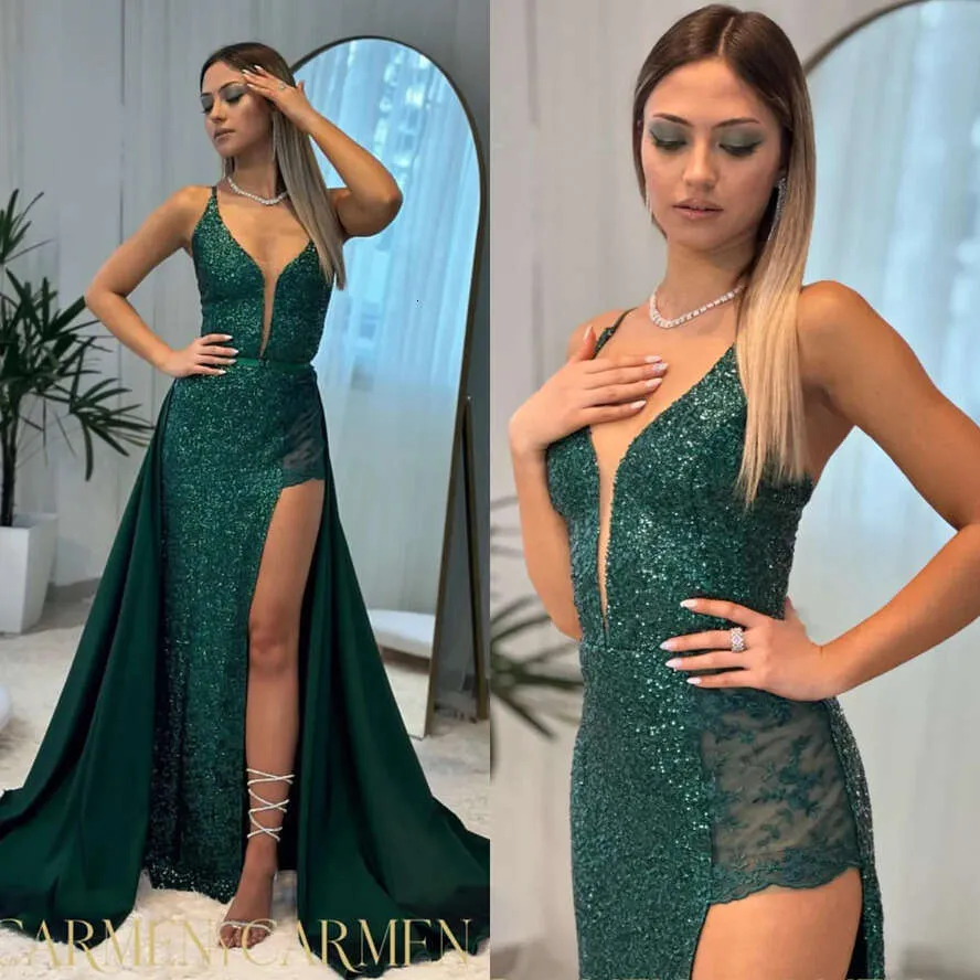 Black Prom Dresses Very Long Evening Dresses Dark Green Satin Prom Dress  With High Split And Detachable Overskirt, Sequins, Backless, Square  Neckline, Sleeveless, Sweep Train From Dhgate Prom Dresses ...