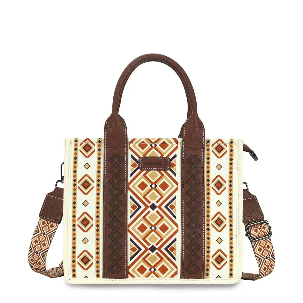 Tag&Crew Jute Lola Tote Bag - Striped Print Canvas Handbag With Leather Handles, Large Everyday Shoulder Bag - View #7