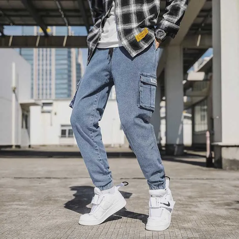 【セール 登場から人気沸騰】 Mens Multi Pockets Cargo Cargo Jeans For Men For Spring And Clothing