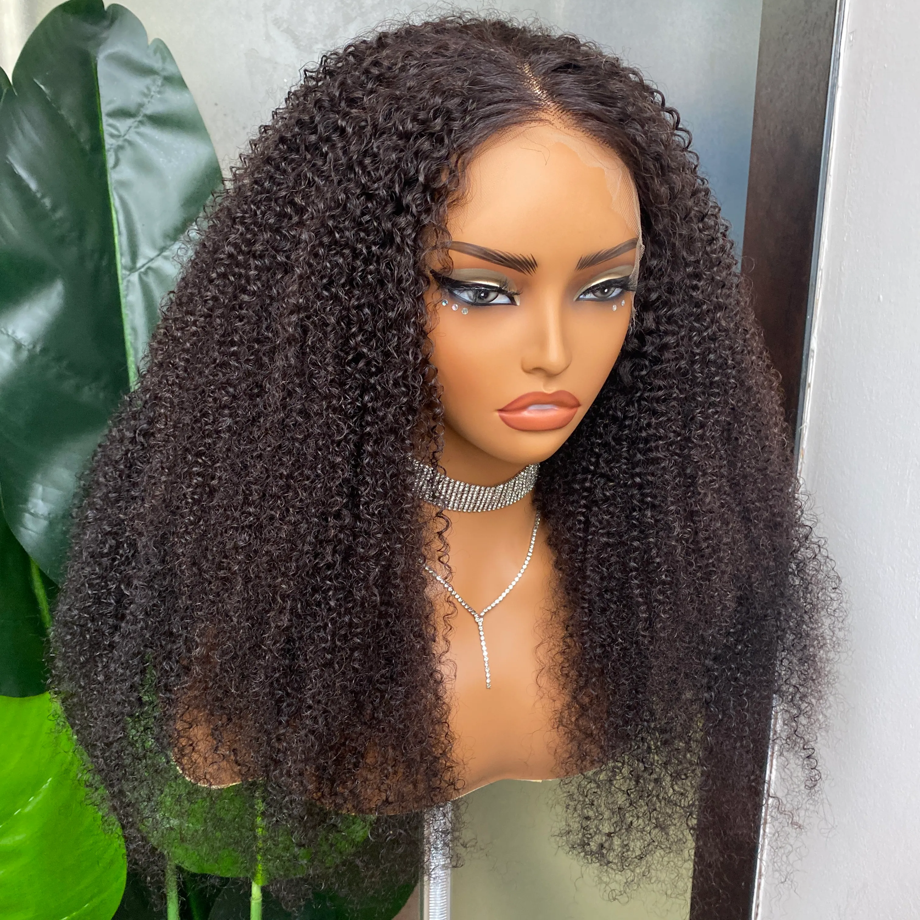 Remy Human Hair Wigs: Kinky Curly 13x4 HD Transparent Lace 